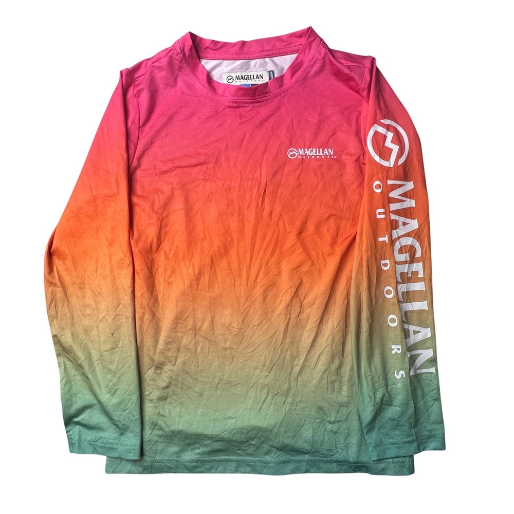 Magellan Shirt Kids XS 3-4 Pink Caddo Lake Ombre Fish Gear Long Sleeve Tee